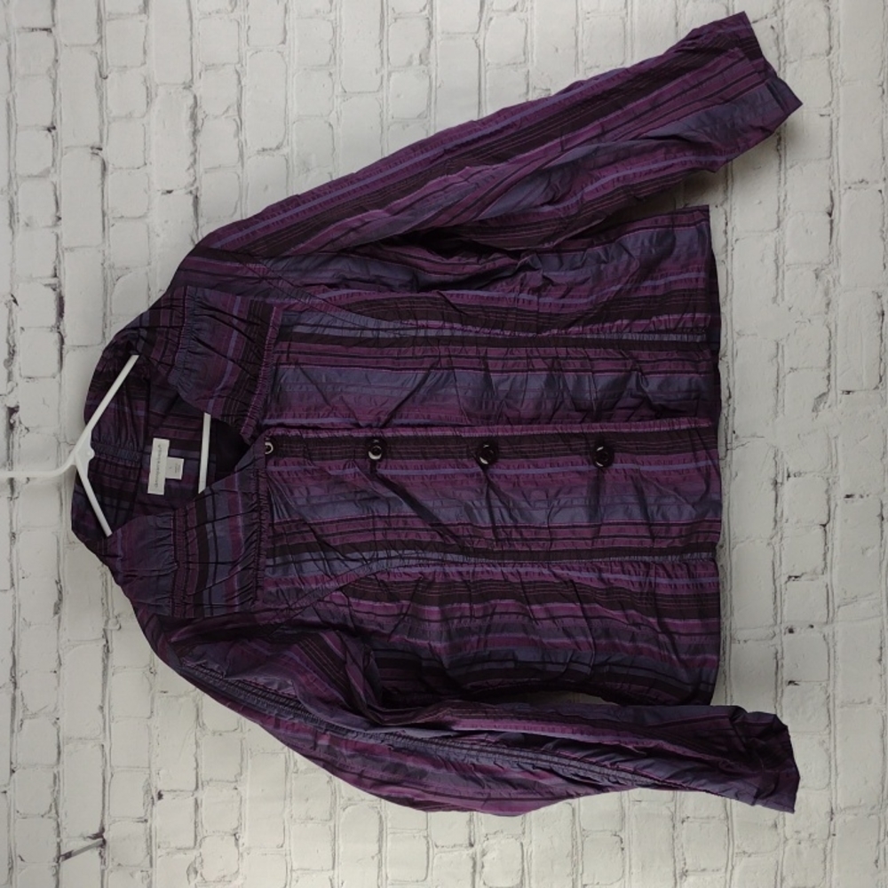 Christopher & Banks Windbreaker Jacket Purple Striped Casual L